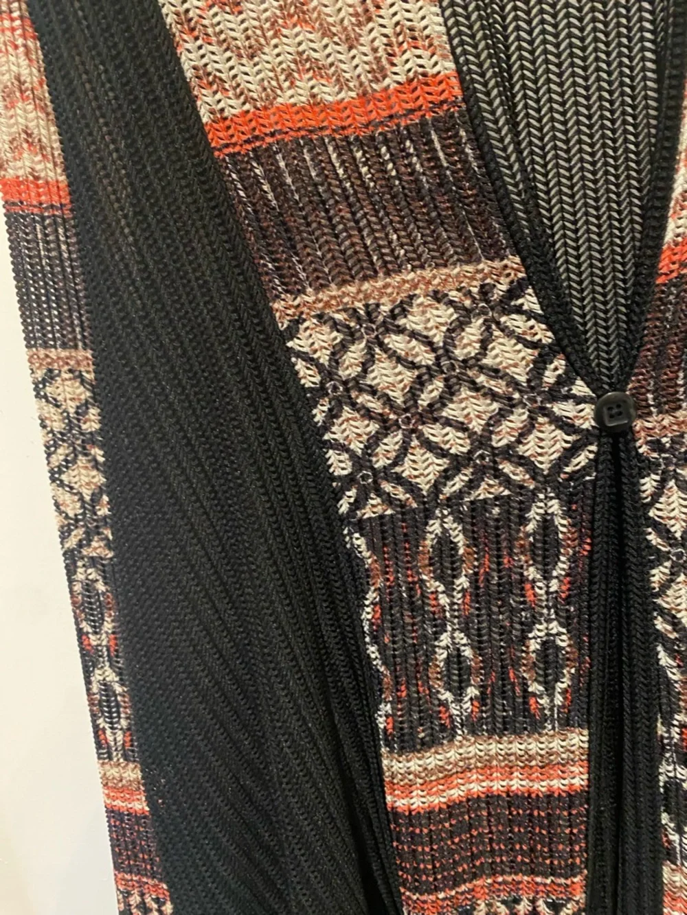 Catherines Black Multi-Pattern Open-Front Cardigan